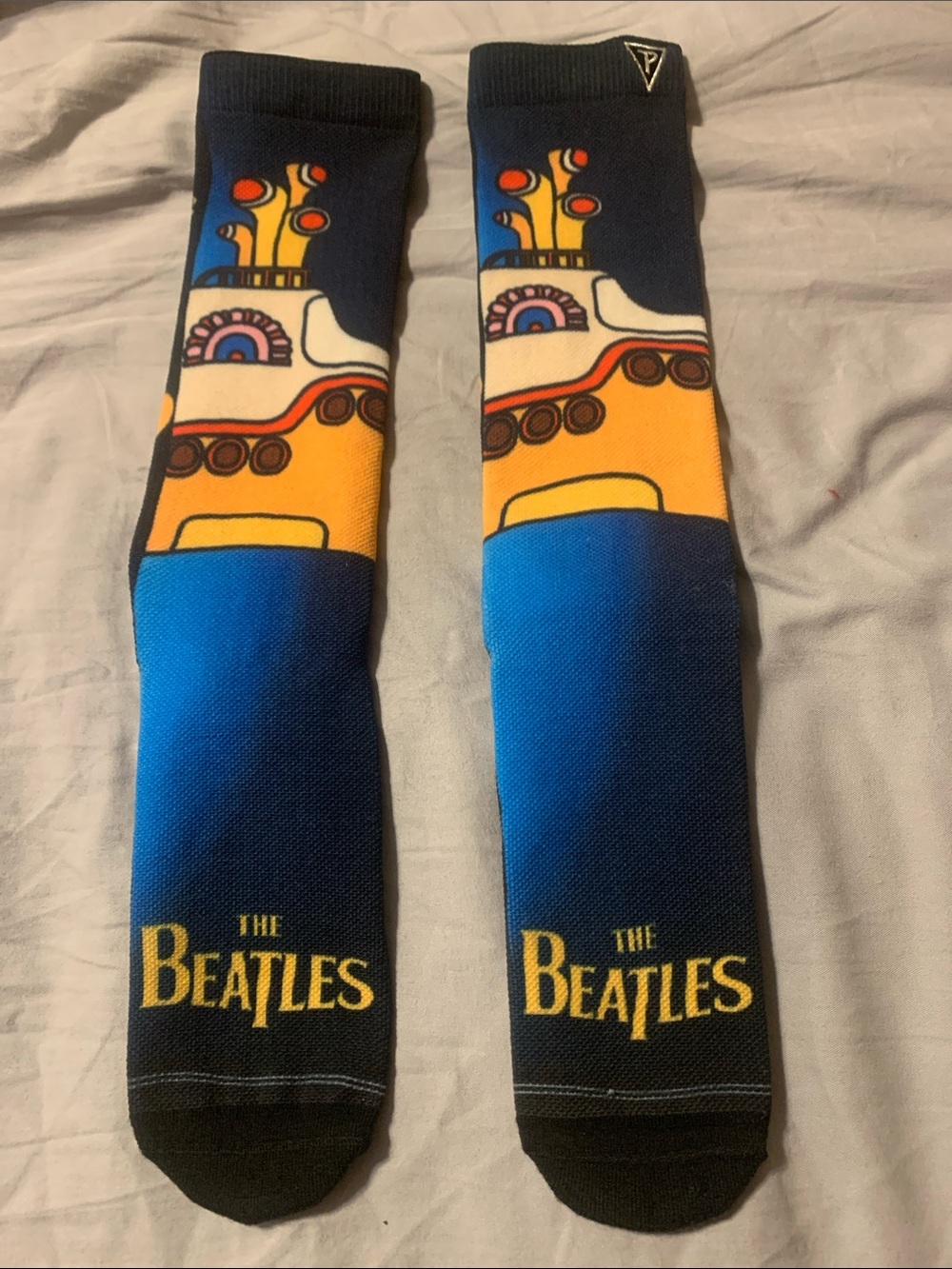 The Beatles Blue and Yellow Psychedelic Crew Socks